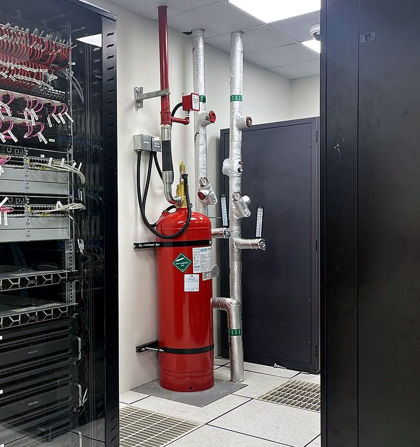Gas suppression — CCTV and failover server cabinet